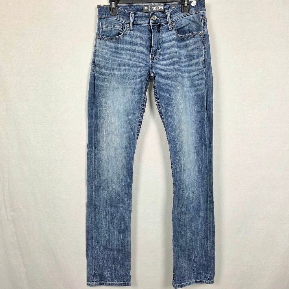 BKE Men Jeans Straight Light Blue Washed Denim